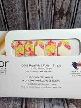 Frond on You Color Street Nail Polish Strips Retired Colorful Feathers White